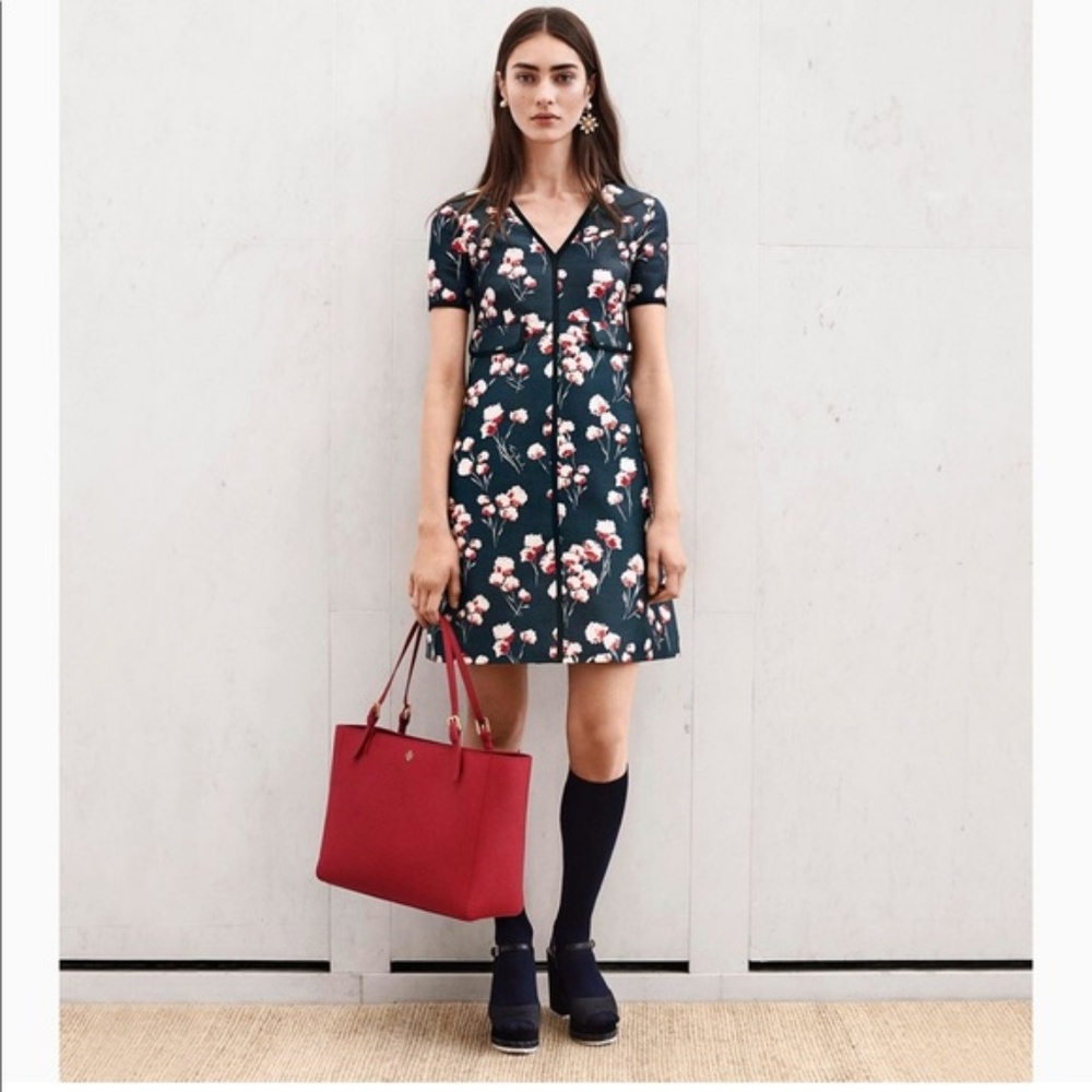 Tory Burch Floral Print Navy Dress Size 8